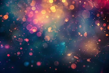 abstract shiny background with multicolored bokeh lights festive and dreamy generative illustration - obrazy, fototapety, plakaty