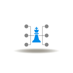Vector illustration of king chess figure flowchart. Icon of strategy. Symbol of plan. Sign strategic, planning network.
