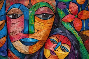 abstract representations of mother and child faces