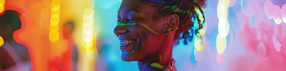 A person with autism smiling while participating in a sensory-friendly dance performance - obrazy, fototapety, plakaty