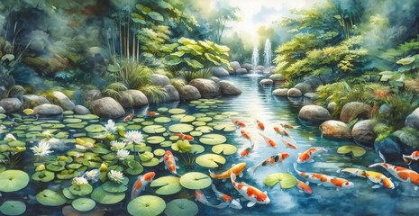 Obraz na płótnie Canvas Fish in the lake illustration