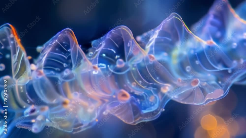 Poster a wave of ciliates pulsating in perfect unison creating a sweeping cascade of beauty and movement in