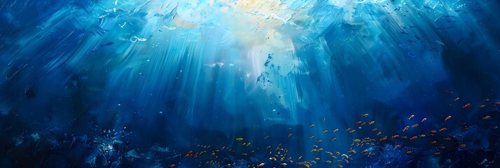 Underwater sea in blue sunlight
