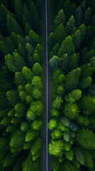 Fototapeta premium aerial photography of curved road on summer, colorful summer nature colors on trees