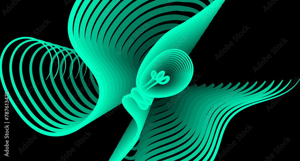 Fototapete light bulb background dashed calligraphy style idea concept