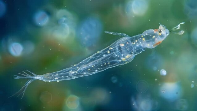 A single rotifer in motion its transparent body resembling a miniature dancer as it propels itself through the water with graceful . AI generation.