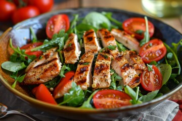 Fototapeta premium Salad with grilled turkey slices