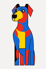 modern minimalist abstract dog illustration using primary colors.