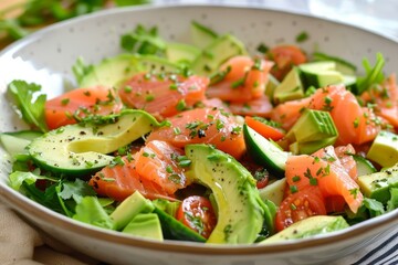 Salad with salmon and avocado