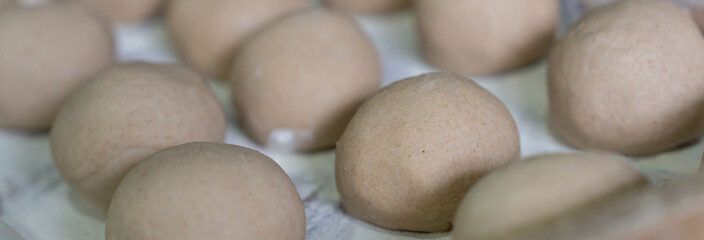 Balls of dough for baking bread