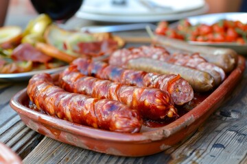 Spanish tapas featuring Iberian loin and sausage