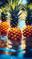 pineapple floating on water