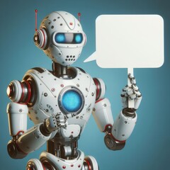 Naklejka premium Robot holding speech bubble