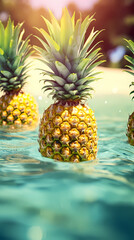pineapple floating on water