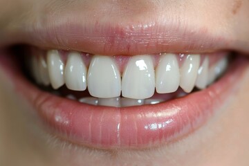 Fototapeta premium Before and after dental crown and veneer procedure Smile transformation using ceramic veneers for a clean aligned youthful white smile