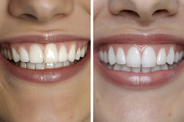 Before and after smile transformation with gummy smile correction and ceramic veneers