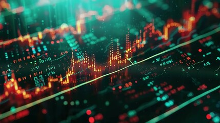 Obraz premium Economical stock market graph,illustration of fnancial business chart with diagrams and stock numbers showing profits and losses over time dynamically