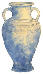 PNG Illustration of a vase blue pottery urn jar.