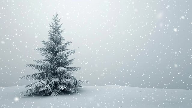 Loop. Falling snowflakes. Falling snowflakes effect. Noel. Loop. Christmas tree. Generate AI.