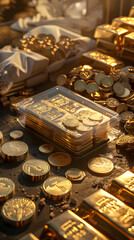 Investment Gold Collection Demonstrating Wealth and Prosperity
