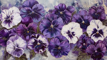 Poster Flourishing Purple and White Pansies © 2rogan