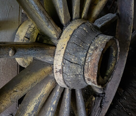Closeup of Freight Wagon Wheel