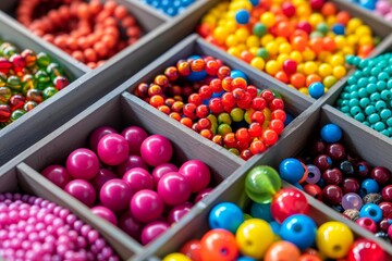 Children s beaded jewelry and colorful beads for craft projects DIY art for kids improving motor skills and creativity