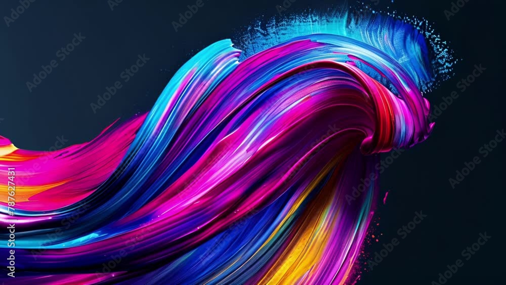 Aufkleber In this image the rainbow strokes seem to swirl and dance around one another creating a sense of fluidity and movement. Against a . AI generation.