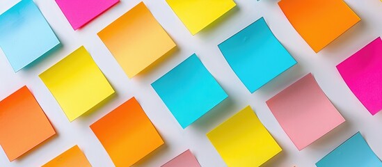 Colorful sticky notes separated on a white backdrop