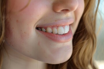 Close up of a young woman s braces