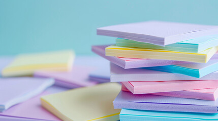 A stack of adhesive page markers in various pastel colors.