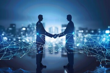 business partners shaking hands representing cooperation merger and acquisition concept illustration - obrazy, fototapety, plakaty