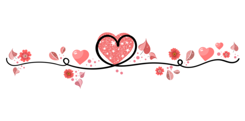 Hearts of love couple with flowers and leaves ornaments valentines day. Love infinity. Celebration My LOVE