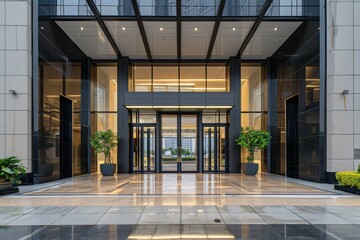 entrance to contemporary office building