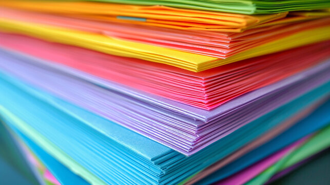 A stack of colored construction paper in assorted sizes.
