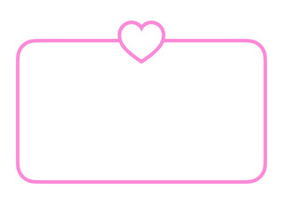 シンプルハートワンポイントフレーム：角丸長方形：ピンク