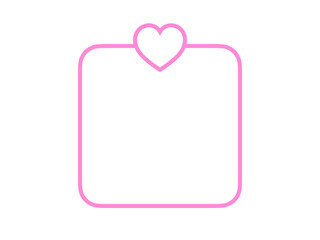 シンプルハートワンポイントフレーム：角丸正方形：ピンク