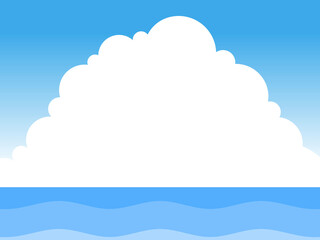 海と入道雲フレーム：青