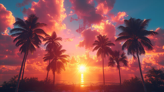 Tropical Beach tourism banner in boho colors. Holiday summer beach background. Exotic tourism destination summer vacation