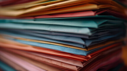 A stack of neatly folded origami papers in assorted colors.