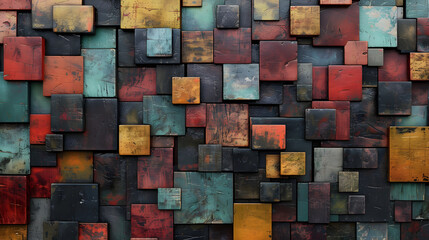 3d urban background. Random colorful mosaic, warm industrial decor ,full hd resolution
