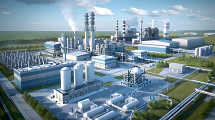 A carbon capture and storage CCS facility capturing CO2 emissions from industrial processes and power plants utilizing advanced capture technologies and geological storage solutions to - obrazy, fototapety, plakaty