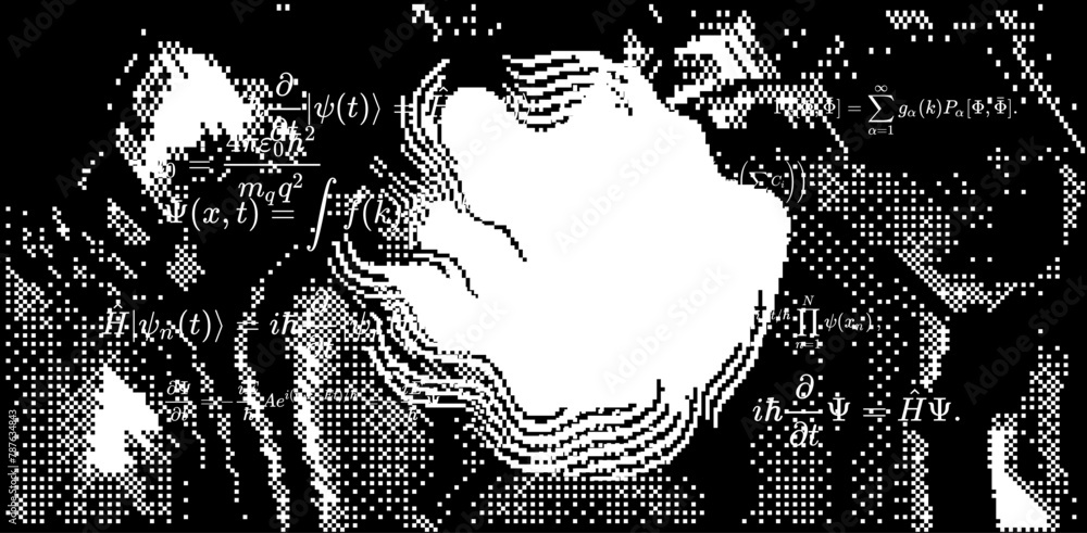 Aufkleber Abstact grunge sci-fi background with geometic pixelated figures and patterns.