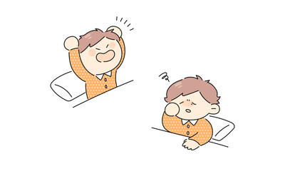 寝起きの男性イラストセット