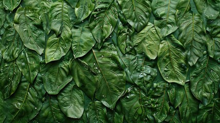 Green leaf wall made of natural materials environmentally friendly backdrop
