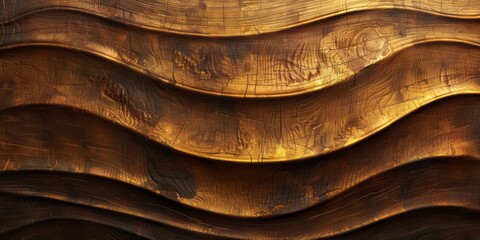 An old wooden plate with smooth, rustic surface textures in a style that merges golden light,...
