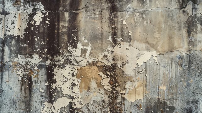 An old cement wall covered in paint in a style that merges light gray and beige tones, organic contours, spatial elements, rounded shapes, and decadent decay.