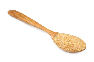 Brown sugar in spoon isolated on white