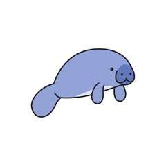 cute cartoon manatee vector illustration