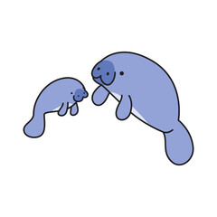cute cartoon manatee vector illustration